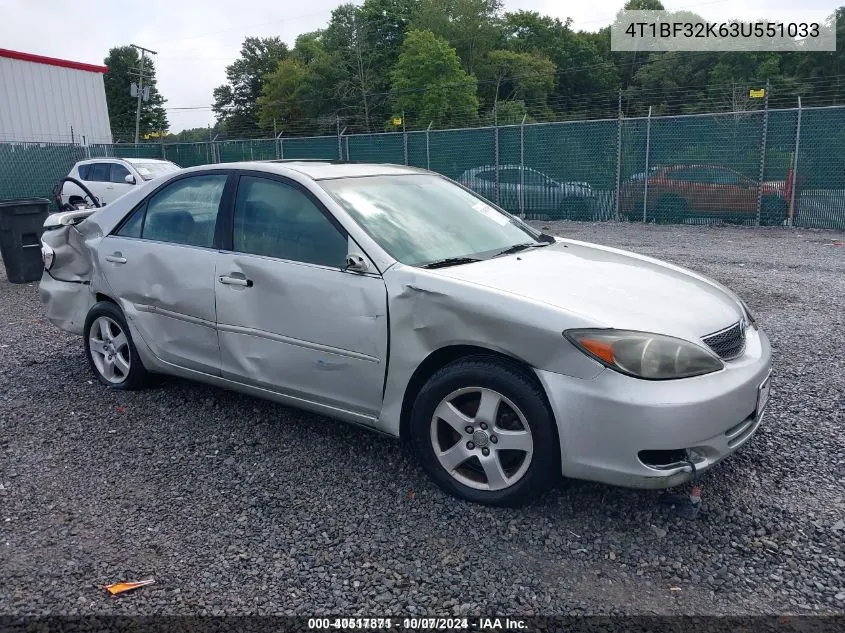 2003 Toyota Camry Se VIN: 4T1BF32K63U551033 Lot: 40517871