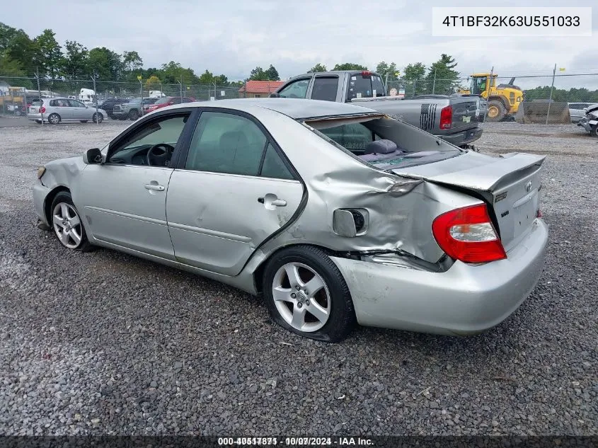 4T1BF32K63U551033 2003 Toyota Camry Se