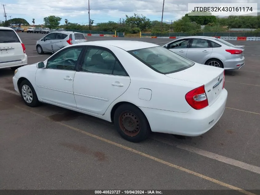 2003 Toyota Camry Le/Se/Xle VIN: JTDBE32K430161174 Lot: 40523727