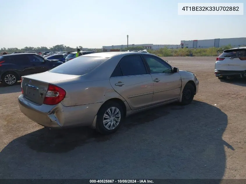 2003 Toyota Camry Le/Xle/Se VIN: 4T1BE32K33U702882 Lot: 40525867