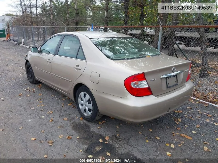 4T1BE32K03U149639 2003 Toyota Camry Le