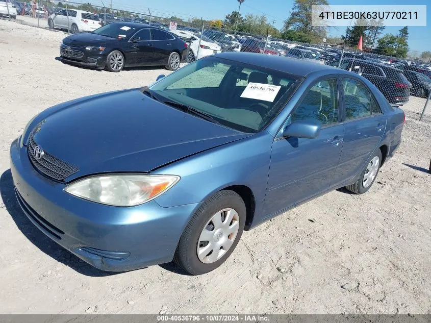 2003 Toyota Camry Le VIN: 4T1BE30K63U770211 Lot: 40536796