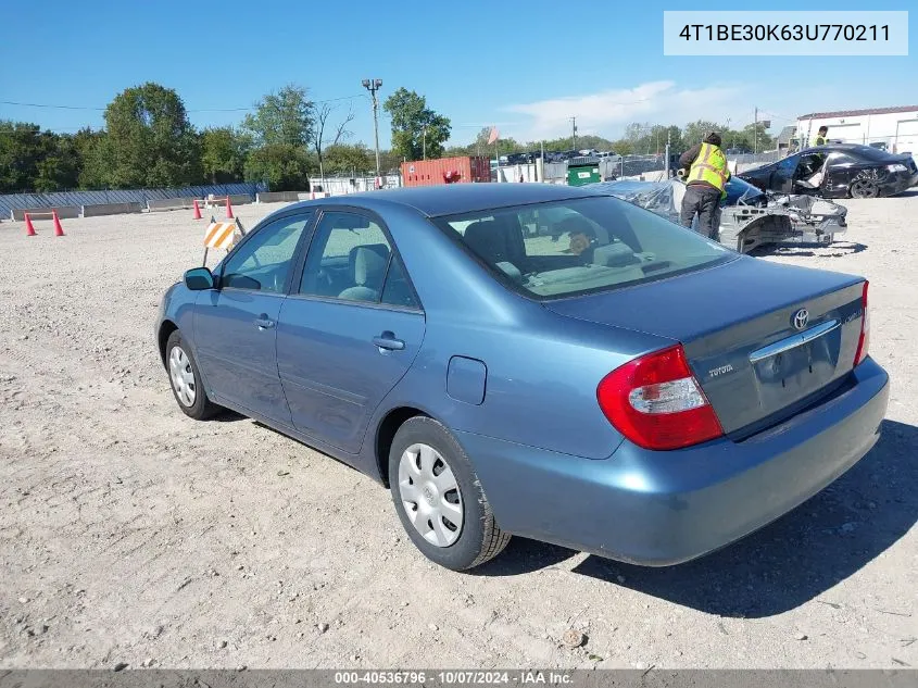 2003 Toyota Camry Le VIN: 4T1BE30K63U770211 Lot: 40536796