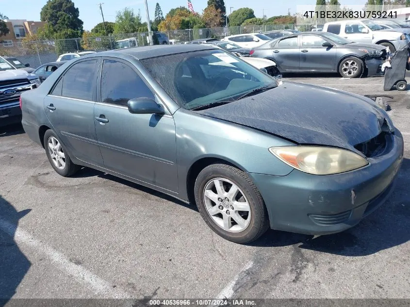 2003 Toyota Camry Le VIN: 4T1BE32K83U759241 Lot: 40536966