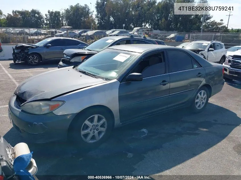 2003 Toyota Camry Le VIN: 4T1BE32K83U759241 Lot: 40536966