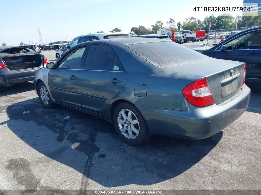 2003 Toyota Camry Le VIN: 4T1BE32K83U759241 Lot: 40536966