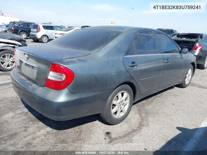 2003 Toyota Camry Le VIN: 4T1BE32K83U759241 Lot: 40536966