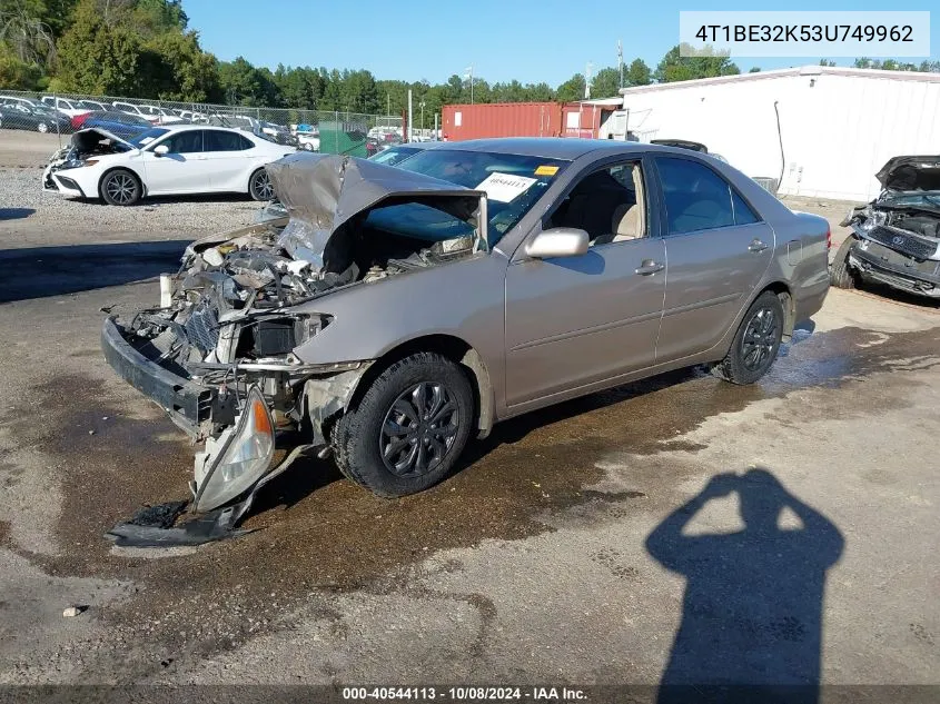 2003 Toyota Camry Le VIN: 4T1BE32K53U749962 Lot: 40544113