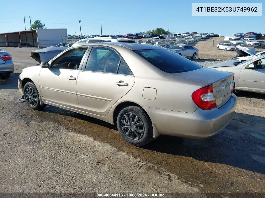 2003 Toyota Camry Le VIN: 4T1BE32K53U749962 Lot: 40544113