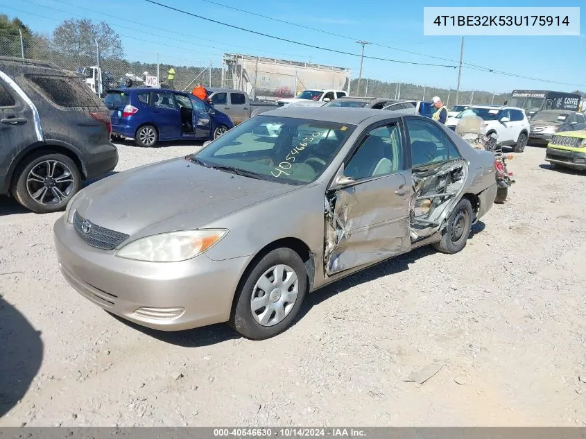 2003 Toyota Camry Le VIN: 4T1BE32K53U175914 Lot: 40546630