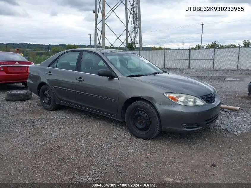 2003 Toyota Camry Le VIN: JTDBE32K930233955 Lot: 40547309