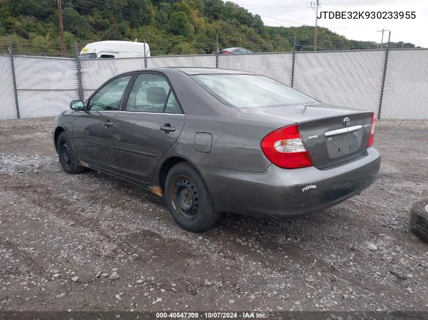 2003 Toyota Camry Le VIN: JTDBE32K930233955 Lot: 40547309