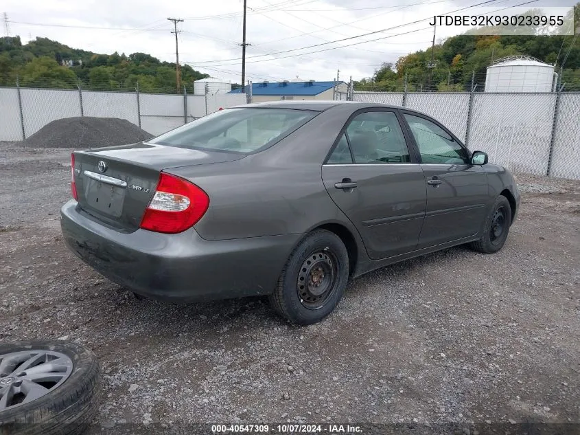 2003 Toyota Camry Le VIN: JTDBE32K930233955 Lot: 40547309