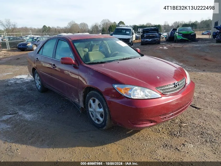 2003 Toyota Camry Le VIN: 4T1BE32K13U222498 Lot: 40547861