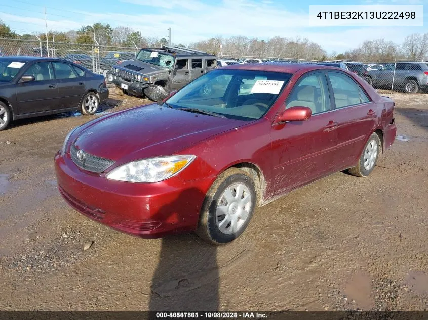 2003 Toyota Camry Le VIN: 4T1BE32K13U222498 Lot: 40547861