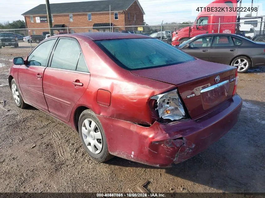 2003 Toyota Camry Le VIN: 4T1BE32K13U222498 Lot: 40547861