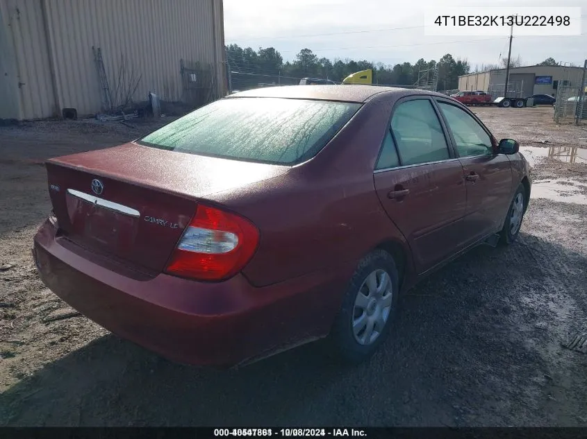 2003 Toyota Camry Le VIN: 4T1BE32K13U222498 Lot: 40547861