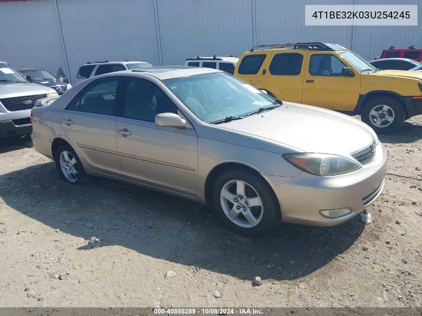 2003 Toyota Camry Se VIN: 4T1BE32K03U254245 Lot: 40555289