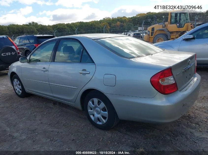 2003 Toyota Camry Le VIN: 4T1BE32K43U709646 Lot: 40559623