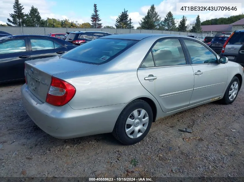 2003 Toyota Camry Le VIN: 4T1BE32K43U709646 Lot: 40559623