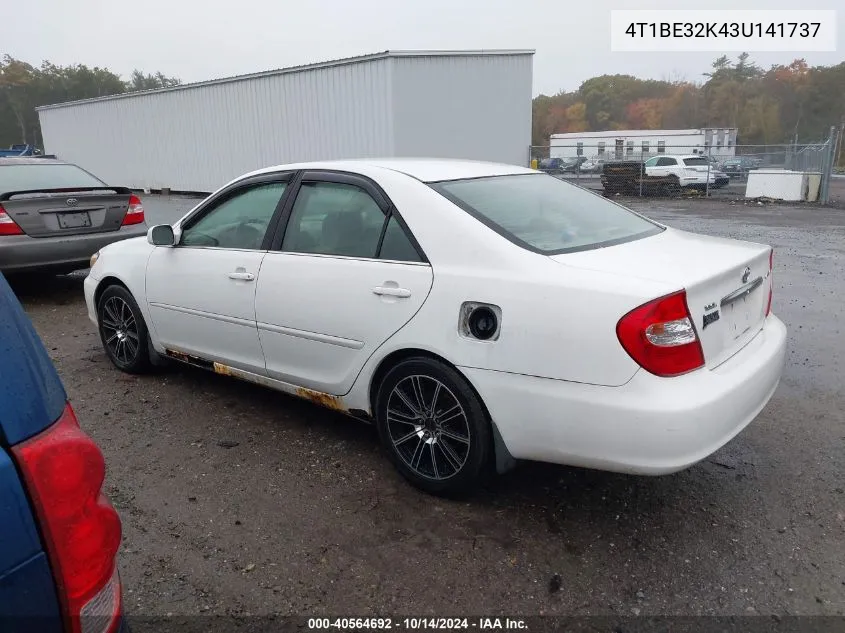 2003 Toyota Camry Le/Xle/Se VIN: 4T1BE32K43U141737 Lot: 40564692