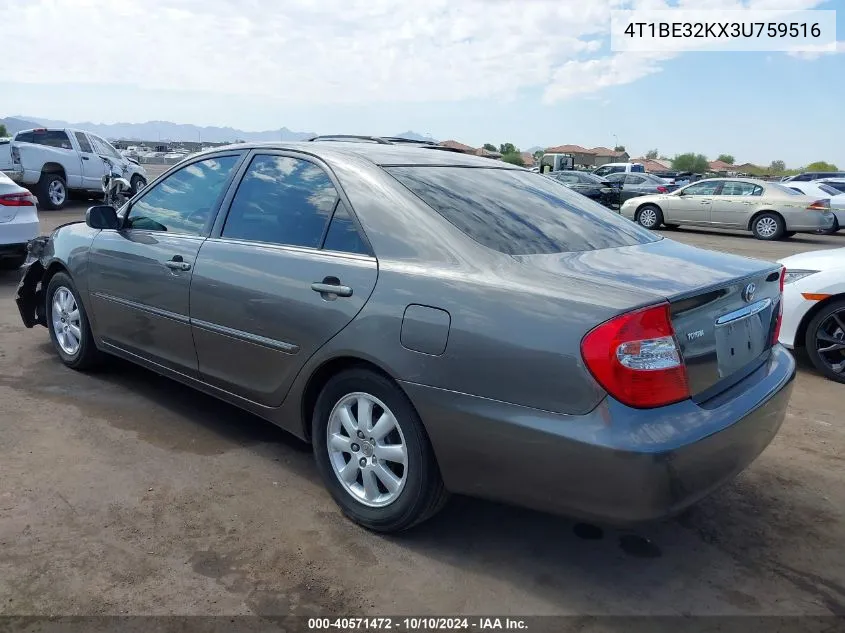 2003 Toyota Camry Xle VIN: 4T1BE32KX3U759516 Lot: 40571472