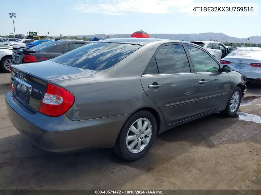 2003 Toyota Camry Xle VIN: 4T1BE32KX3U759516 Lot: 40571472