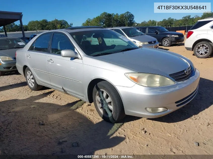 2003 Toyota Camry Xle V6 VIN: 4T1BF30KX3U548641 Lot: 40587295