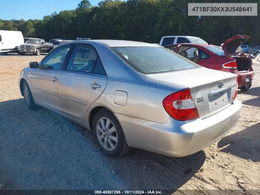 2003 Toyota Camry Xle V6 VIN: 4T1BF30KX3U548641 Lot: 40587295