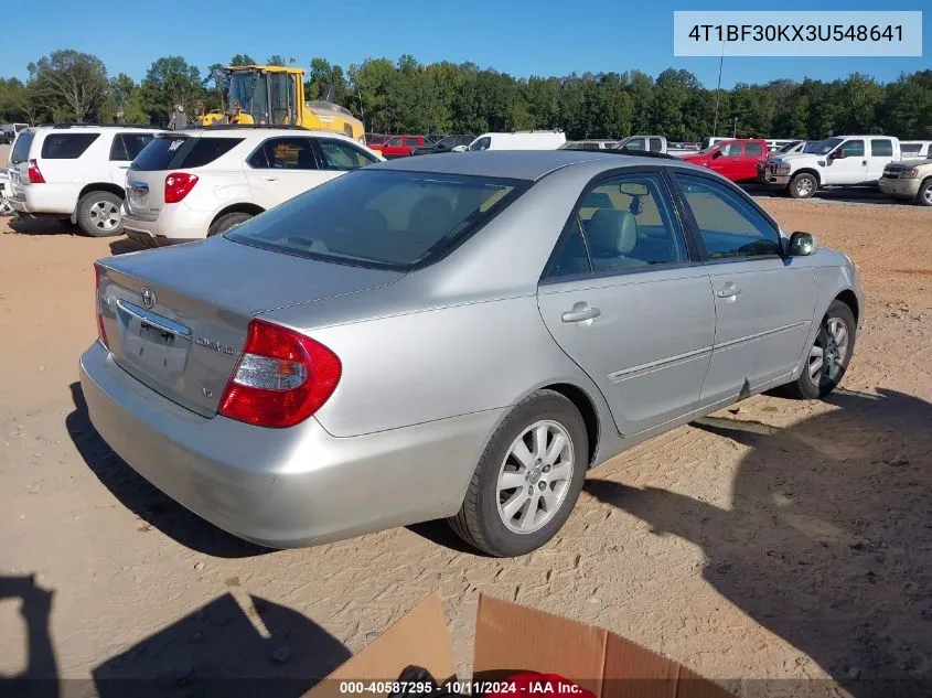 2003 Toyota Camry Xle V6 VIN: 4T1BF30KX3U548641 Lot: 40587295