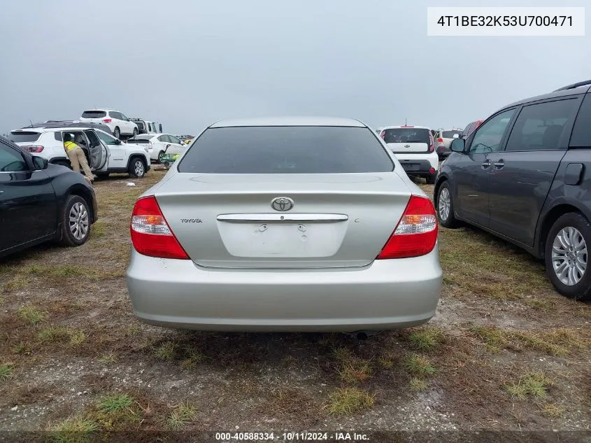 2003 Toyota Camry Le VIN: 4T1BE32K53U700471 Lot: 40588334