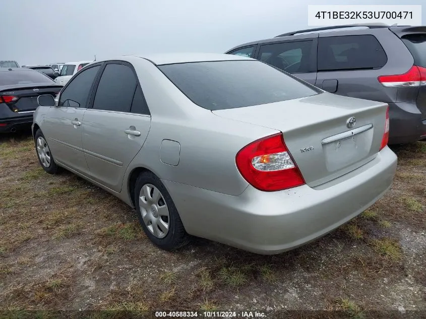 2003 Toyota Camry Le VIN: 4T1BE32K53U700471 Lot: 40588334