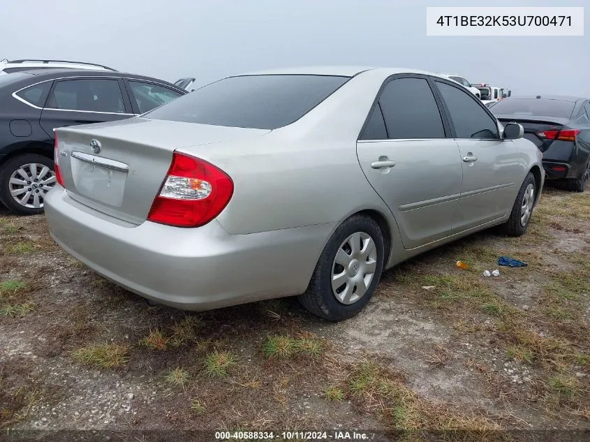 2003 Toyota Camry Le VIN: 4T1BE32K53U700471 Lot: 40588334