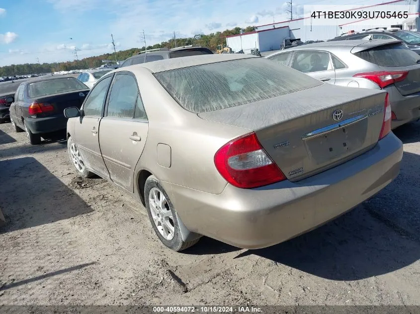 2003 Toyota Camry Le/Xle/Se VIN: 4T1BE30K93U705465 Lot: 40594072