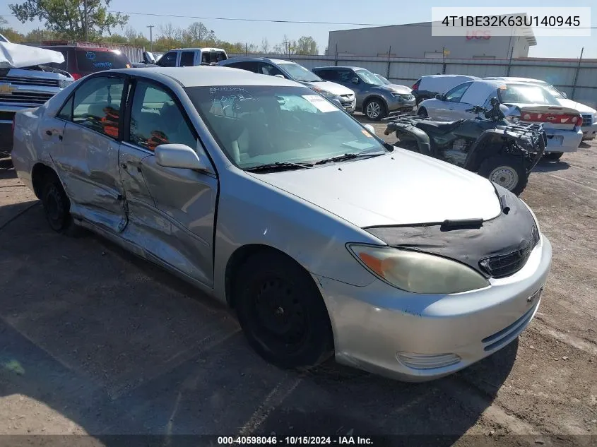 2003 Toyota Camry Le VIN: 4T1BE32K63U140945 Lot: 40598046