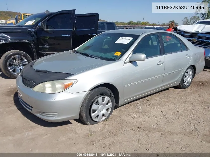 2003 Toyota Camry Le VIN: 4T1BE32K63U140945 Lot: 40598046