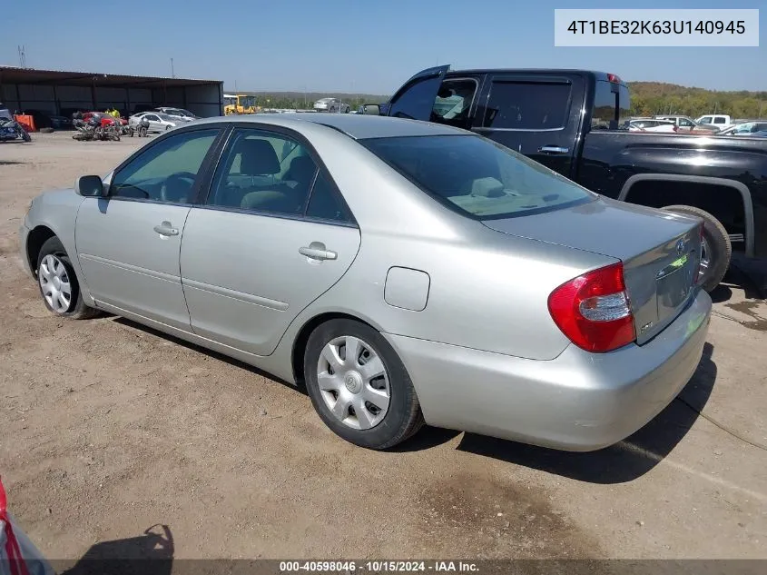 2003 Toyota Camry Le VIN: 4T1BE32K63U140945 Lot: 40598046