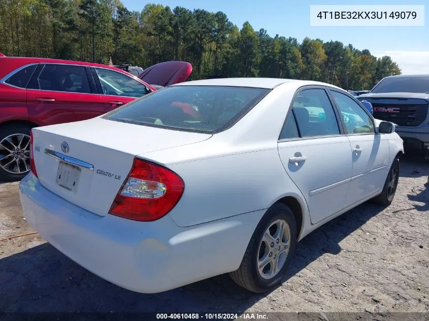 2003 Toyota Camry Le VIN: 4T1BE32KX3U149079 Lot: 40610458