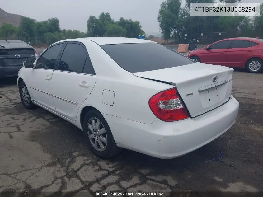 2003 Toyota Camry Xle V6 VIN: 4T1BF32K13U058294 Lot: 40614824