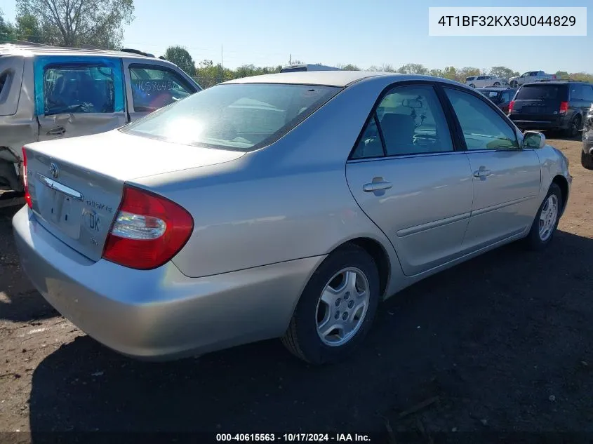 2003 Toyota Camry Le V6 VIN: 4T1BF32KX3U044829 Lot: 40615563