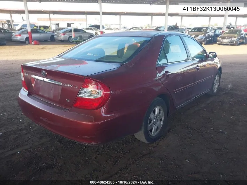 2003 Toyota Camry Le V6 VIN: 4T1BF32K13U060045 Lot: 40624285