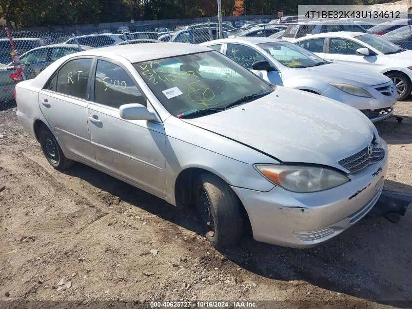 2003 Toyota Camry Le VIN: 4T1BE32K43U134612 Lot: 40625727