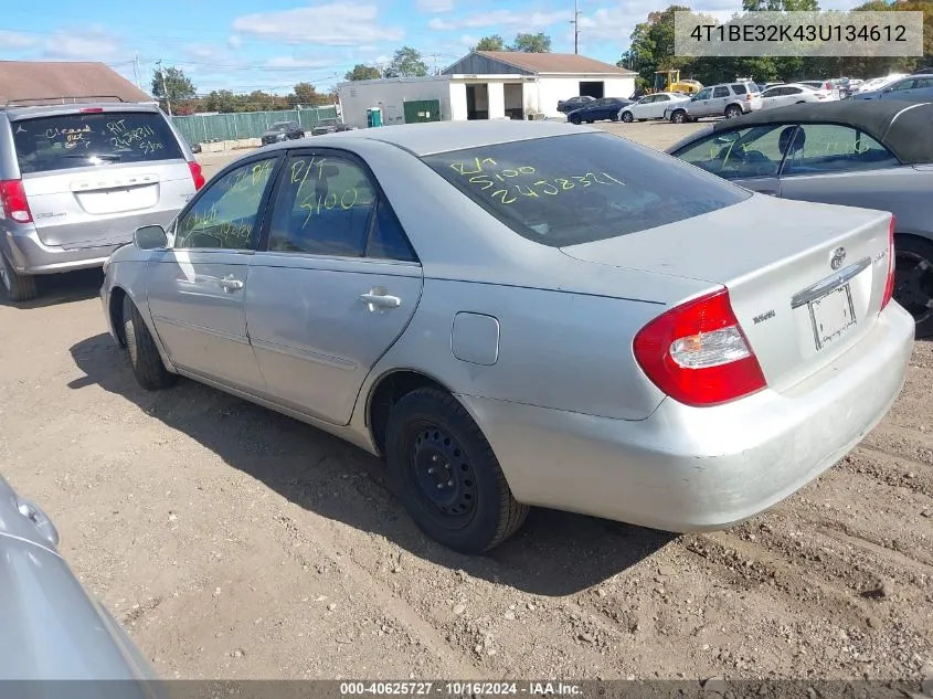 2003 Toyota Camry Le VIN: 4T1BE32K43U134612 Lot: 40625727