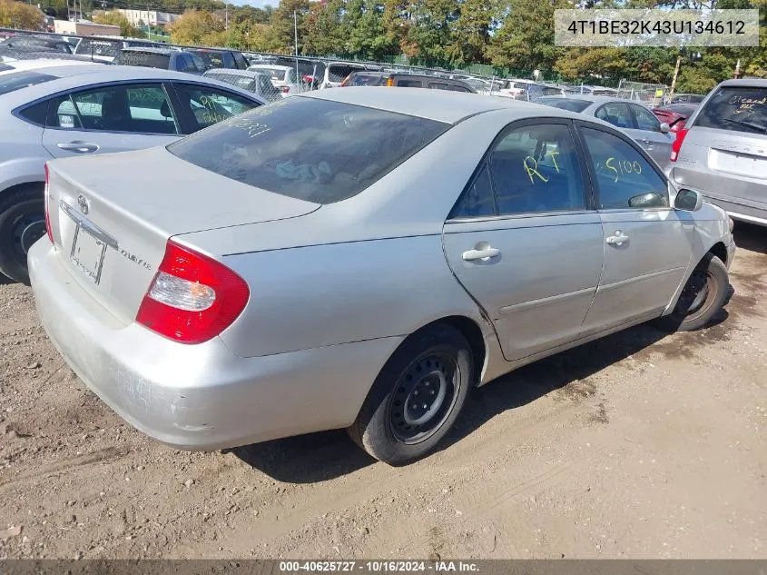 2003 Toyota Camry Le VIN: 4T1BE32K43U134612 Lot: 40625727