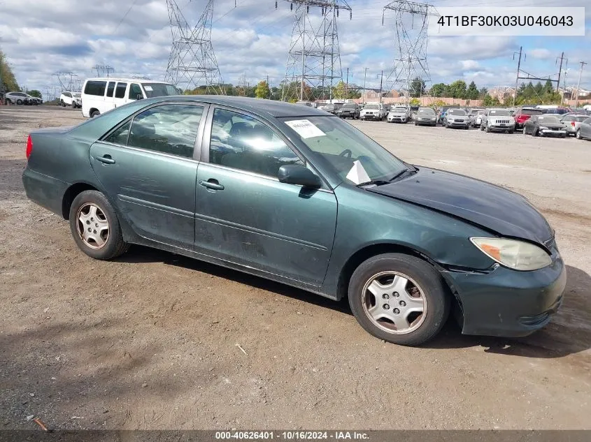 2003 Toyota Camry Le VIN: 4T1BF30K03U046043 Lot: 40626401