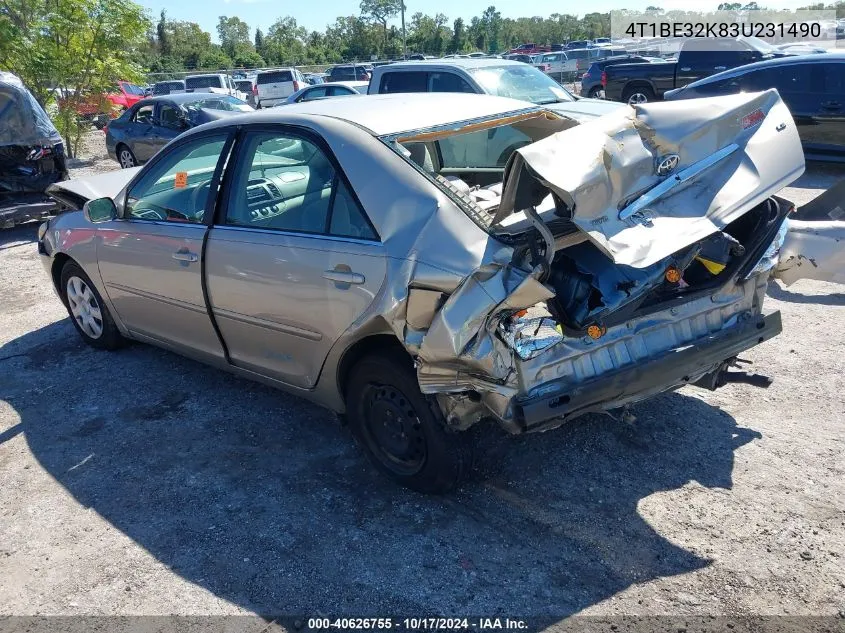 2003 Toyota Camry Le/Xle/Se VIN: 4T1BE32K83U231490 Lot: 40626755