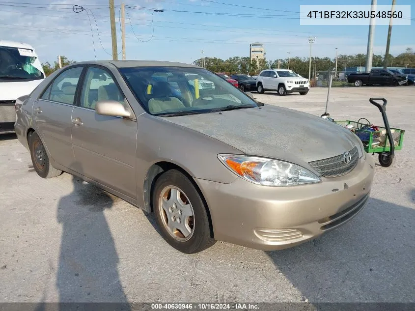 2003 Toyota Camry Le V6 VIN: 4T1BF32K33U548560 Lot: 40630946