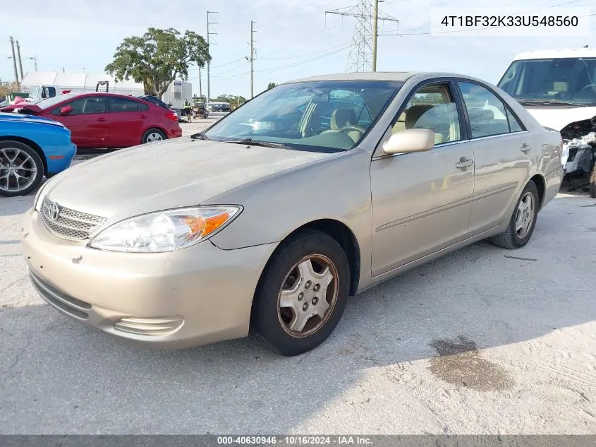 2003 Toyota Camry Le V6 VIN: 4T1BF32K33U548560 Lot: 40630946