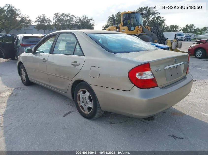 2003 Toyota Camry Le V6 VIN: 4T1BF32K33U548560 Lot: 40630946