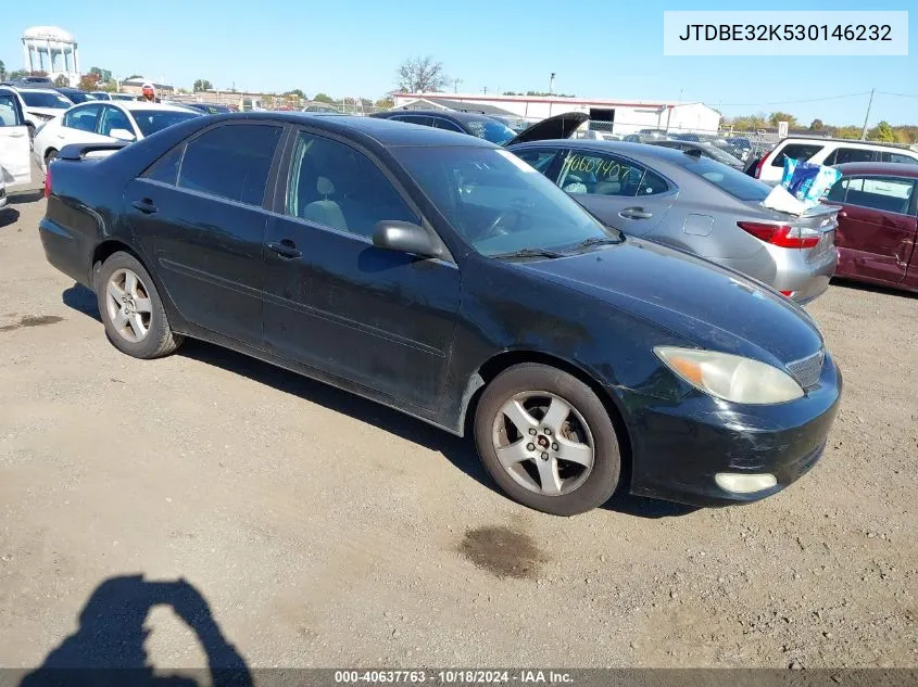 2003 Toyota Camry Se VIN: JTDBE32K530146232 Lot: 40637763